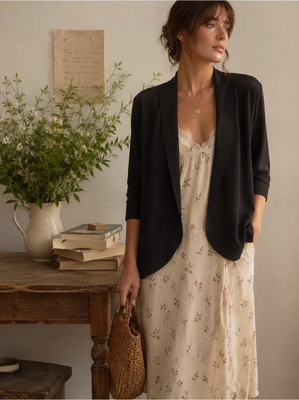 White House Black Fine Knit Open Front Cardigan Jacket Poetcore Capsule